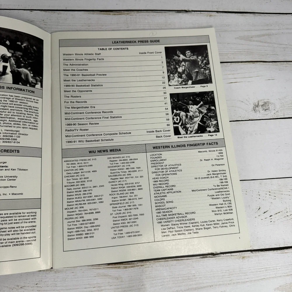 1990-91 Basketball Press Guide Class Act Fighting Leathernecks Western illinois